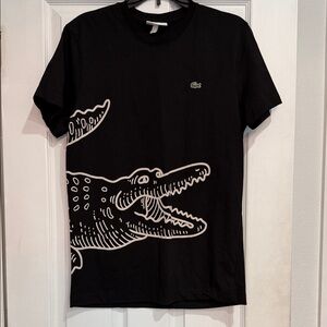 Lacoste Black Tee with Crocodile Design
